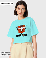 Womens Oversized Cropped TShirt Gaming Free Fire 2