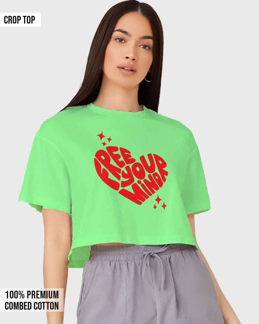 Womens Cropped TShirt Funky Free Your Mind