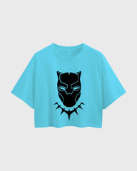 Womens Oversized Cropped TShirt Movies Black Panther Mask