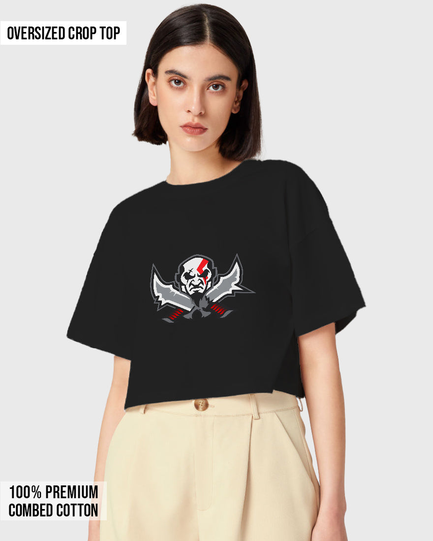 Womens Oversized Cropped TShirt Gaming God Of War Kratos