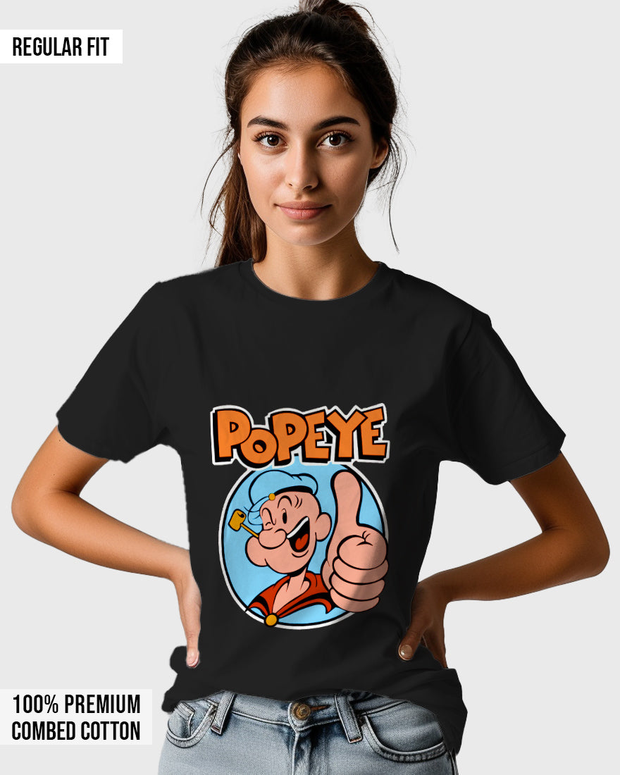 Womens Relaxed Fit TShirt Cartoon Popeye