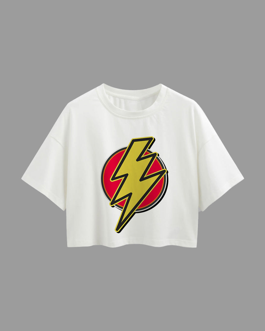 Womens Oversized Cropped TShirt Movies Flash Logo2