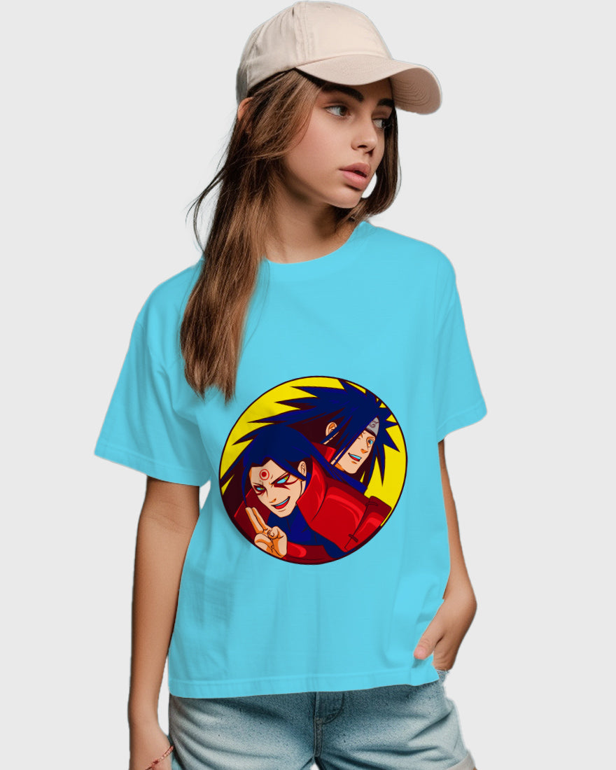 Womens Relaxed Fit TShirt Anime Naruto Hashirama & Madara