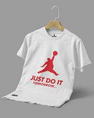 Mens T-Shirt Funky Logo Spoofs Just Do It Tomorrow - Metro Apes