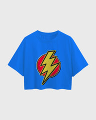 Womens Oversized Cropped TShirt Movies Flash Logo2