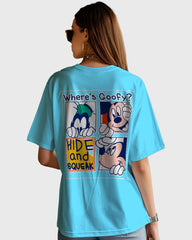 Womens Oversized TShirt Cartoon Mickey Hide & Gqueak