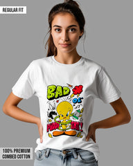 Womens Relaxed Fit TShirt Cartoon Angry Tweety