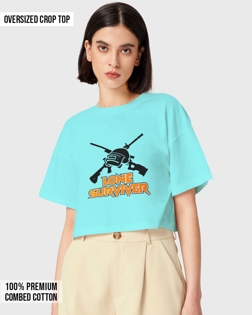 Womens Oversized Cropped TShirt Gaming Pubg 2