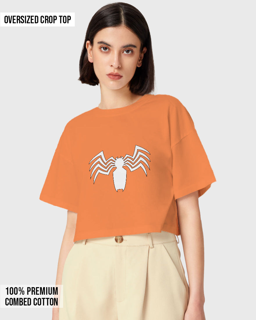 Womens Oversized Cropped TShirt Movies Venom Logo