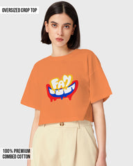 Womens Oversized Cropped TShirt Funky Fan