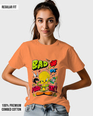 Womens Relaxed Fit TShirt Cartoon Angry Tweety