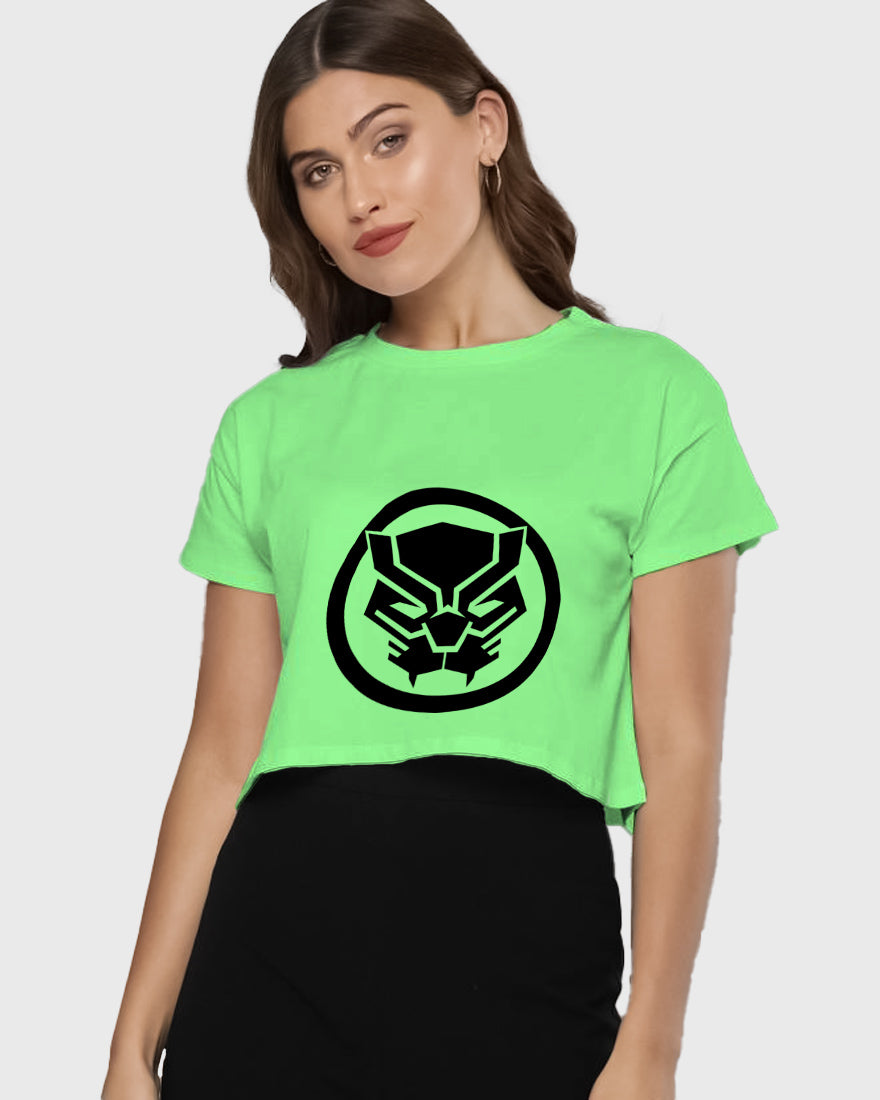 Womens Cropped TShirt Movies Black Panther Logo