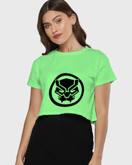 Womens Cropped TShirt Movies Black Panther Logo