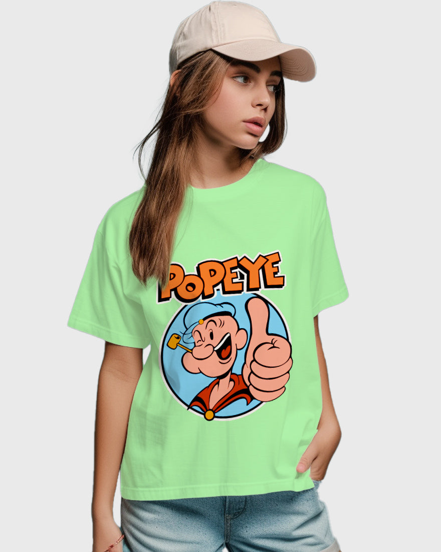 Womens Relaxed Fit TShirt Cartoon Popeye