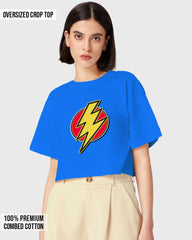 Womens Oversized Cropped TShirt Movies Flash Logo2