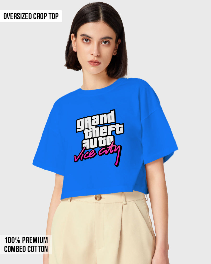 Womens Oversized Cropped TShirt Gaming Gta 4