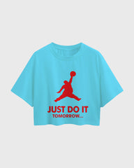 Womens Oversized Cropped TShirt Funky Just Do It