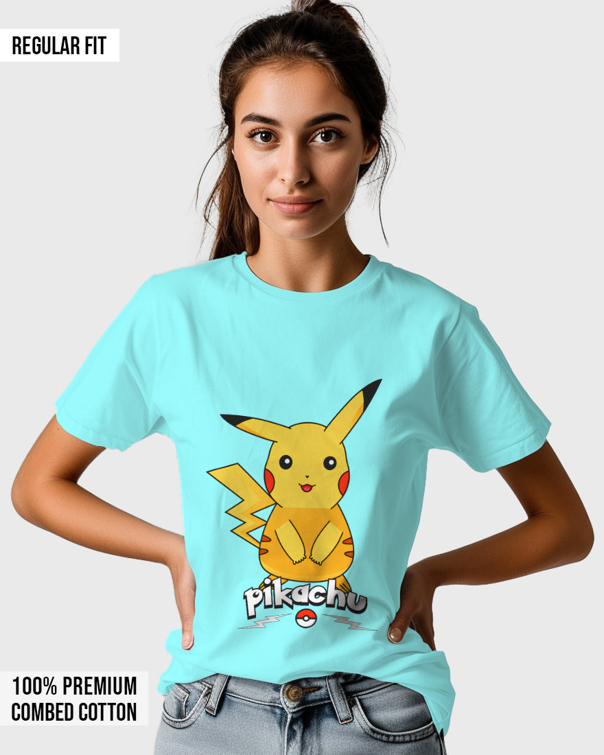 Womens Relaxed Fit TShirt Cartoon Pokeman Pikachu