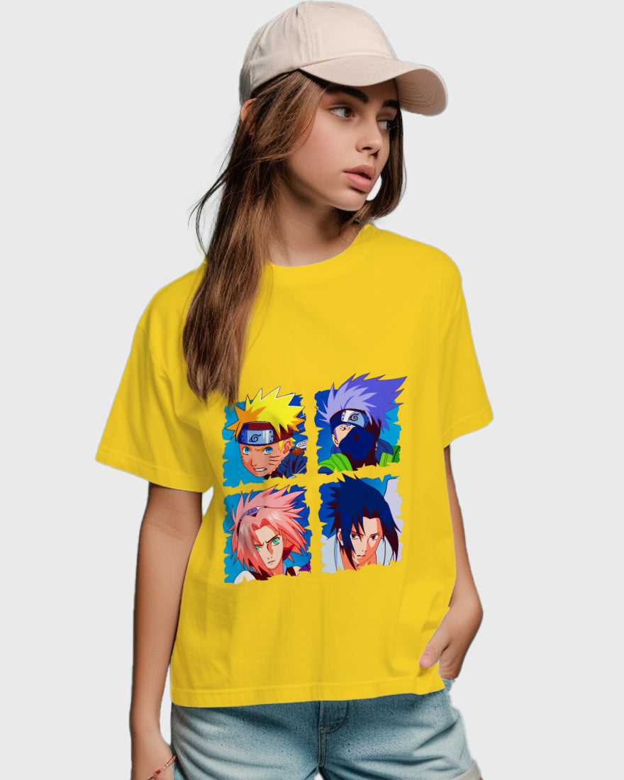 Womens Relaxed Fit TShirt Anime Naruto & Team