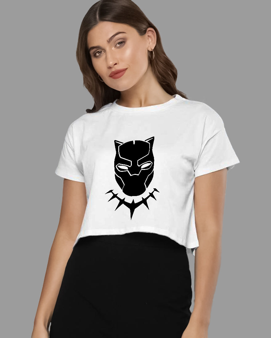 Womens Cropped TShirt Movies Black Panther Mask