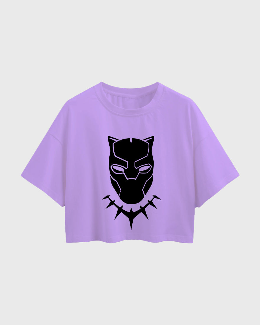 Womens Oversized Cropped TShirt Movies Black Panther Mask