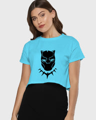 Womens Cropped TShirt Movies Black Panther Mask