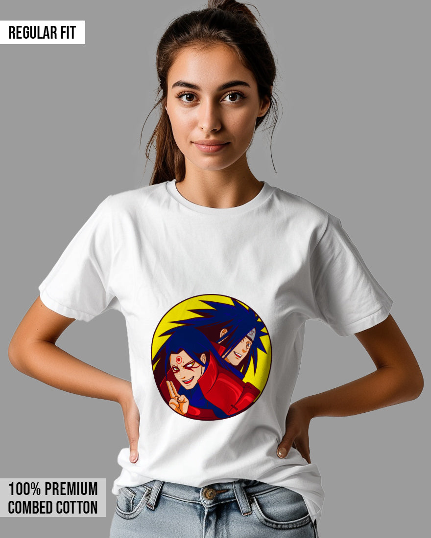 Womens Relaxed Fit TShirt Anime Naruto Hashirama & Madara