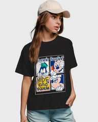 Womens Relaxed Fit TShirt Cartoon Mickey Hide & Squeak