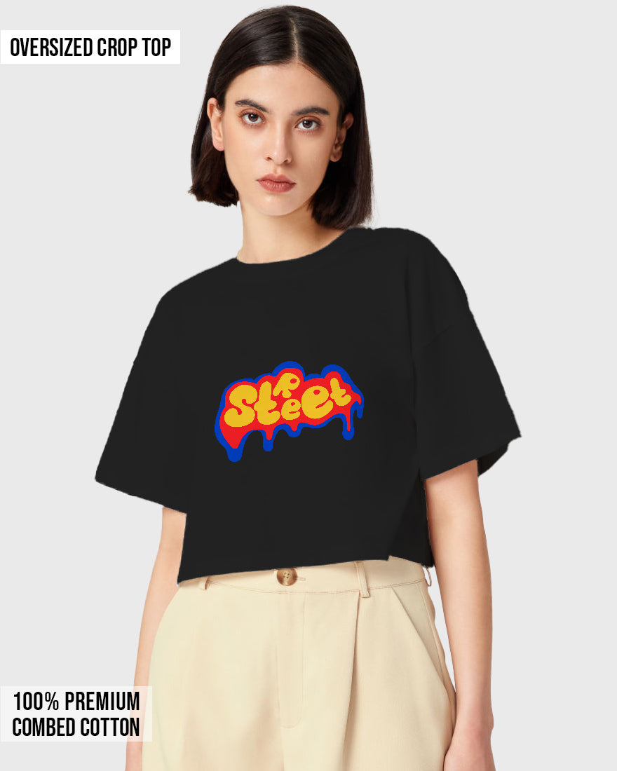 Womens Oversized Cropped TShirt Funky Street