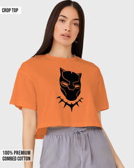 Womens Cropped TShirt Movies Black Panther Mask