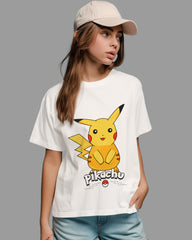 Womens Relaxed Fit TShirt Cartoon Pokeman Pikachu