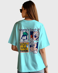 Womens Oversized TShirt Cartoon Mickey Hide & Gqueak