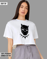 Womens Cropped TShirt Movies Black Panther Mask