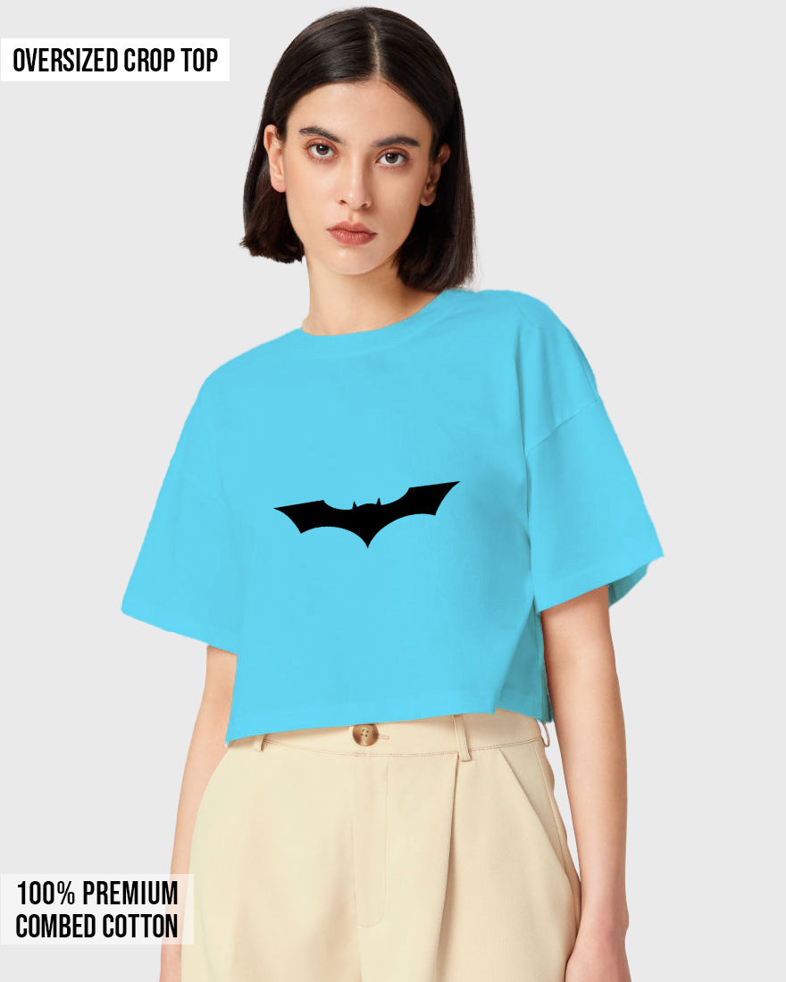 Womens Oversized Cropped TShirt Movies Batman Logo