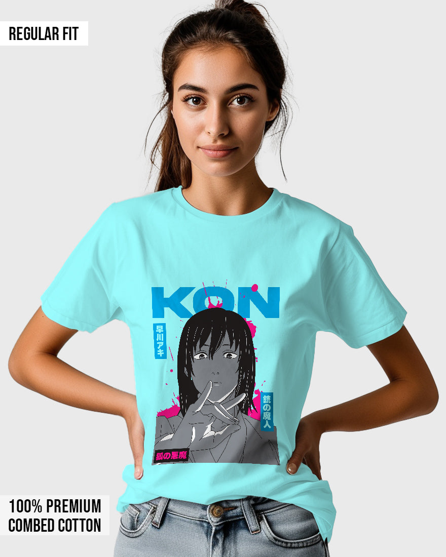 Womens Relaxed Fit TShirt Anime Chainsawman Kai Kon