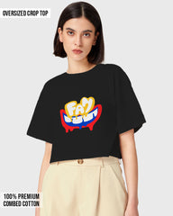 Womens Oversized Cropped TShirt Funky Fan