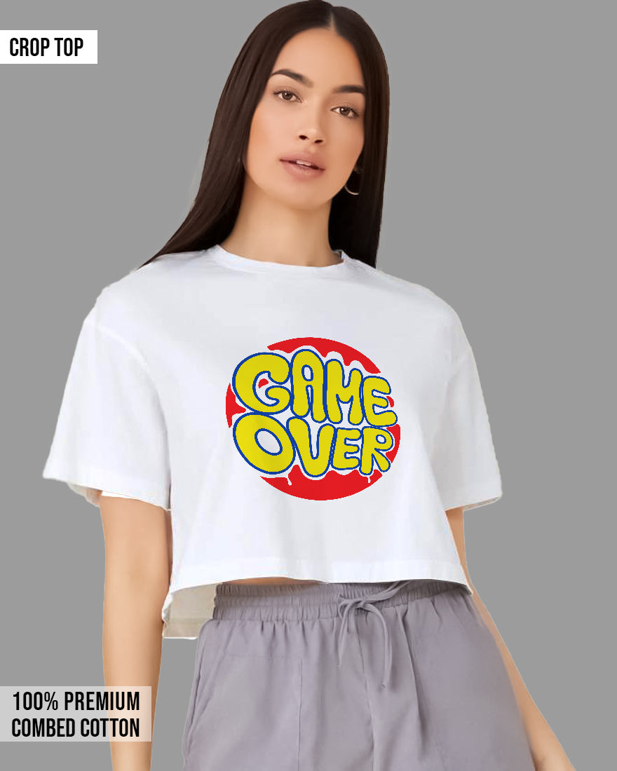 Womens Cropped TShirt Funky Game Over