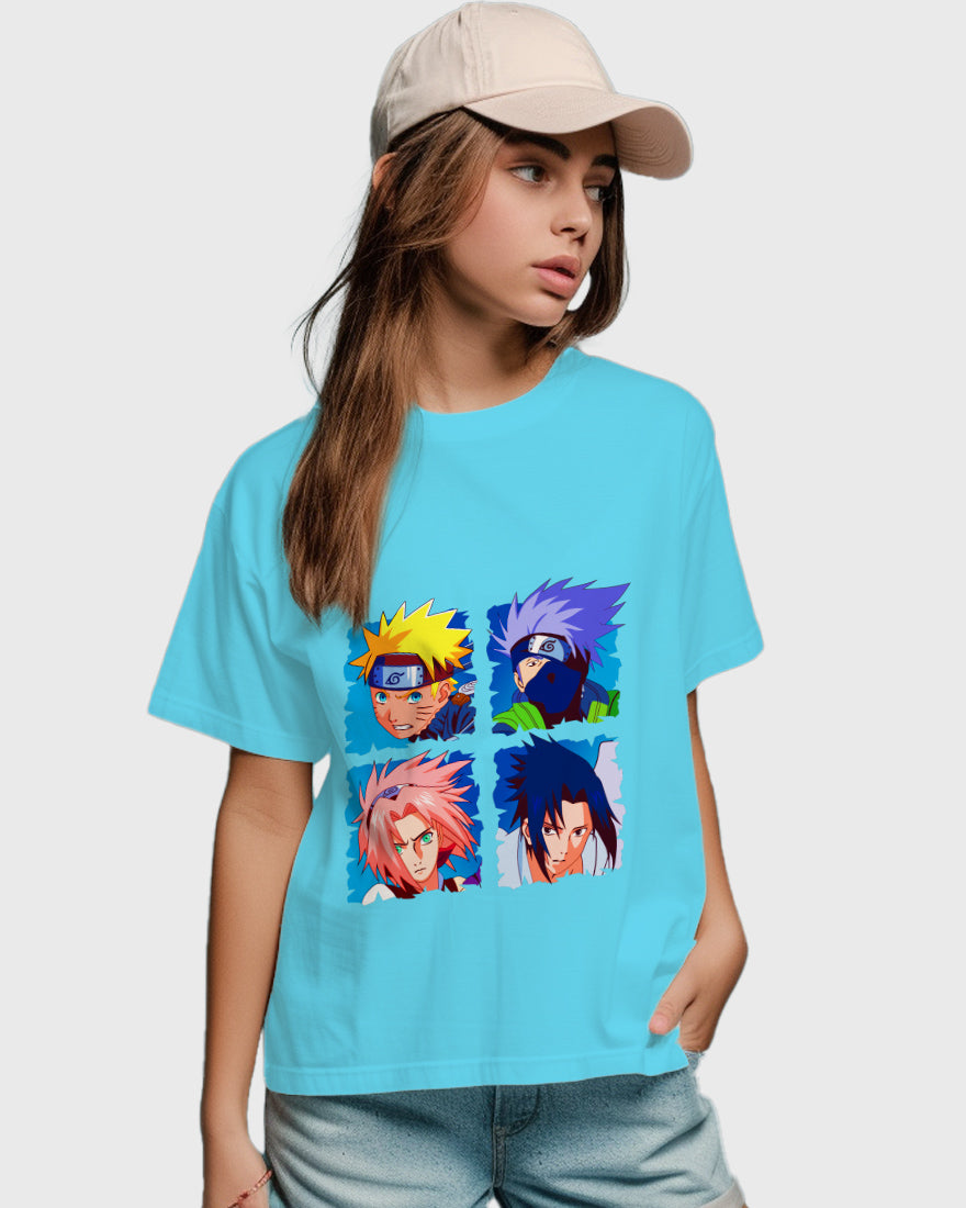 Womens Relaxed Fit TShirt Anime Naruto & Team