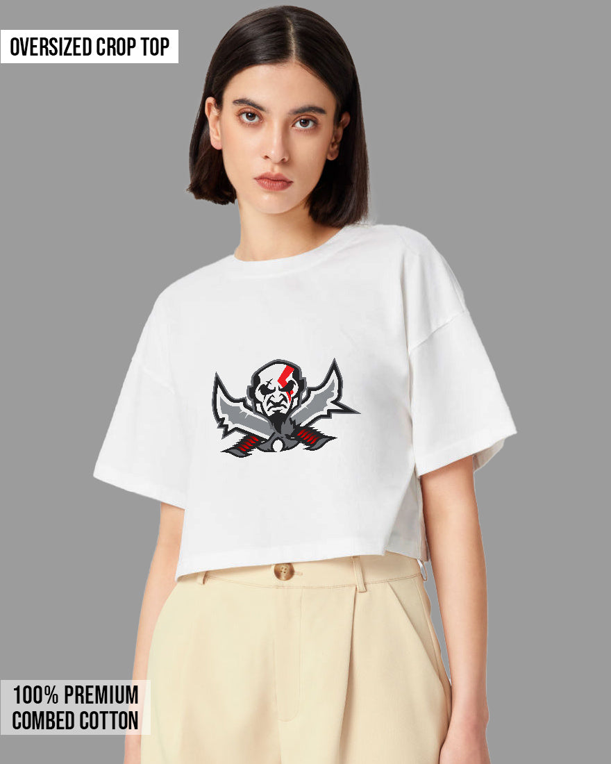 Womens Oversized Cropped TShirt Gaming God Of War Kratos