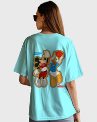 Womens Oversized TShirt Cartoon Micky & Donald