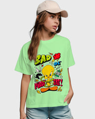 Womens Relaxed Fit TShirt Cartoon Angry Tweety