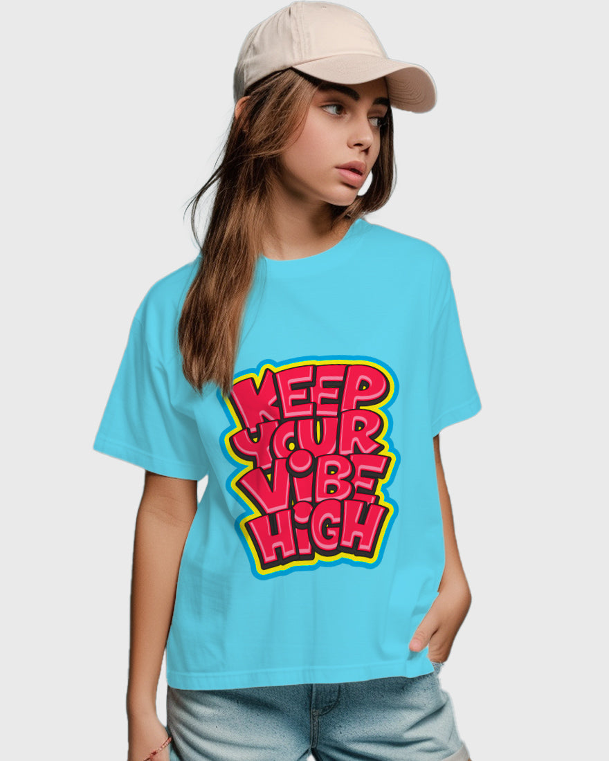 Womens Relaxed Fit TShirt Funky Keep Your Vibe High