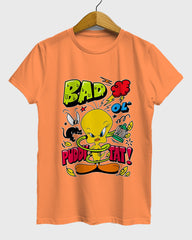 Womens Relaxed Fit TShirt Cartoon Angry Tweety