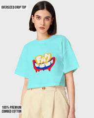 Womens Oversized Cropped TShirt Funky Fan