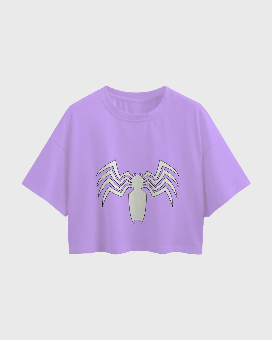 Womens Oversized Cropped TShirt Movies Venom Logo