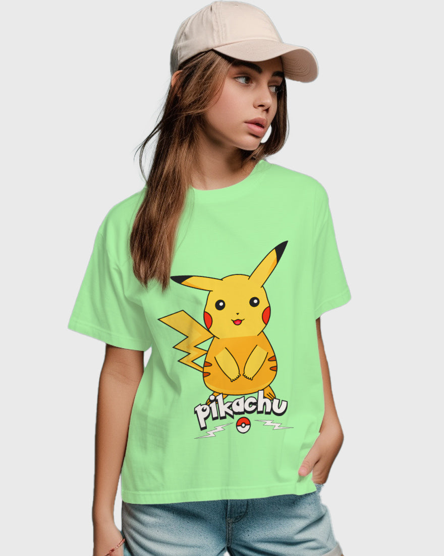 Womens Relaxed Fit TShirt Cartoon Pokeman Pikachu