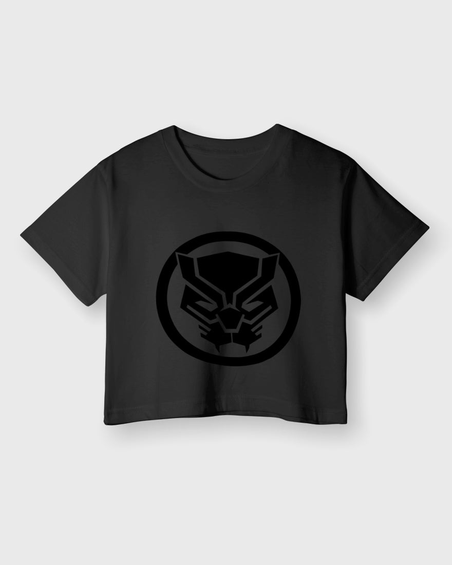 Womens Cropped TShirt Movies Black Panther Logo