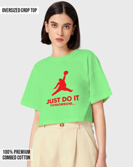 Womens Oversized Cropped TShirt Funky Just Do It