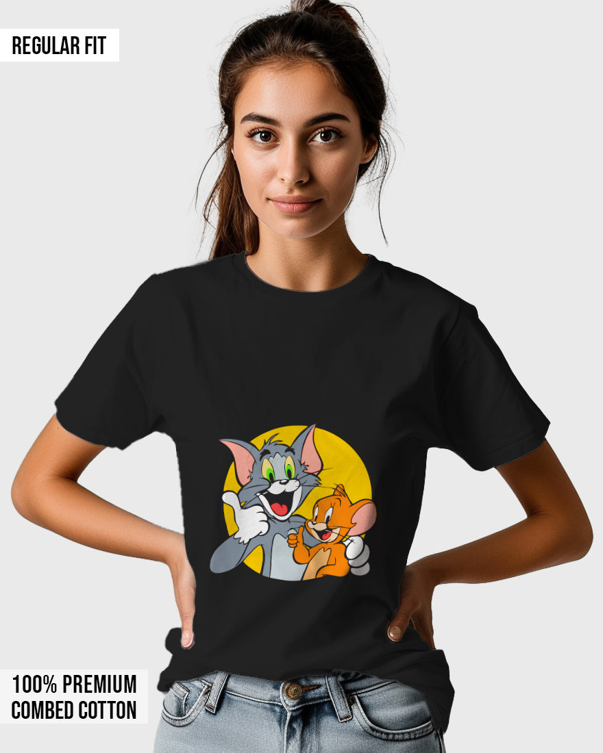 Womens Relaxed Fit TShirt Cartoon Tom & Jerry