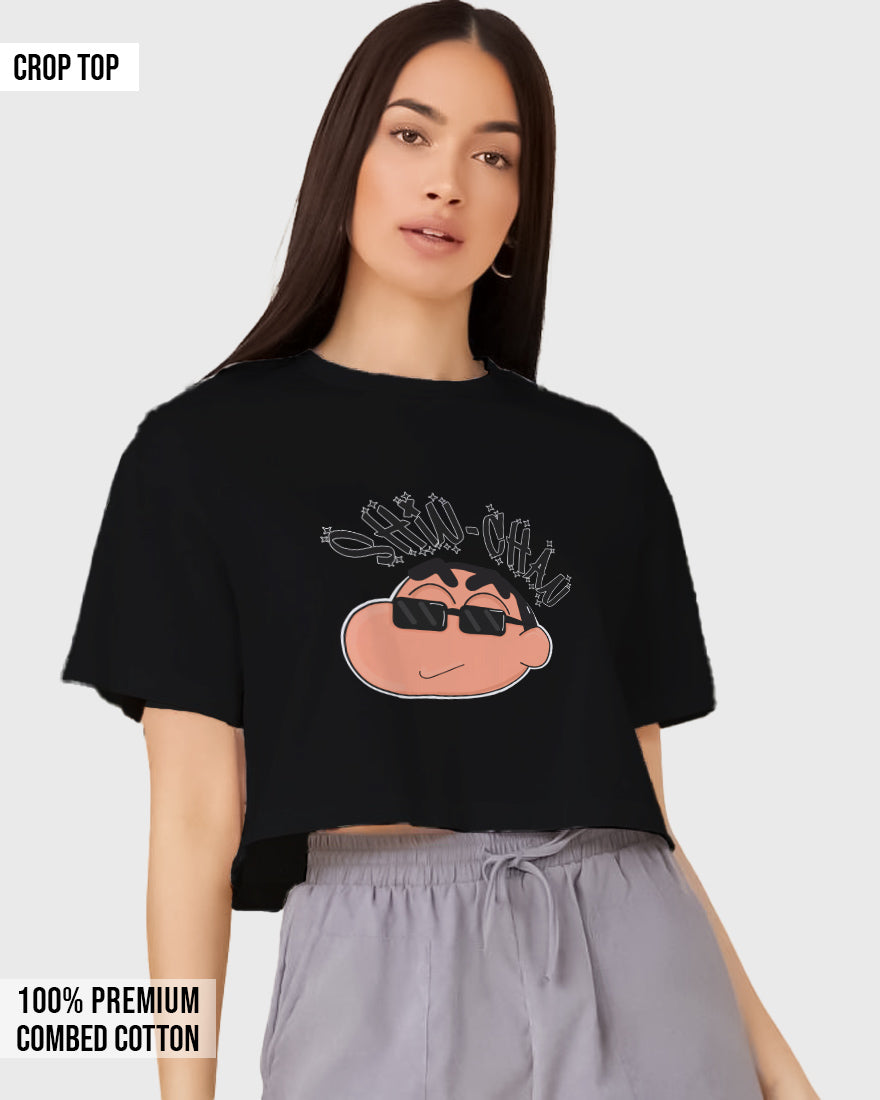 Womens Cropped TShirt Cartoon Sinchan